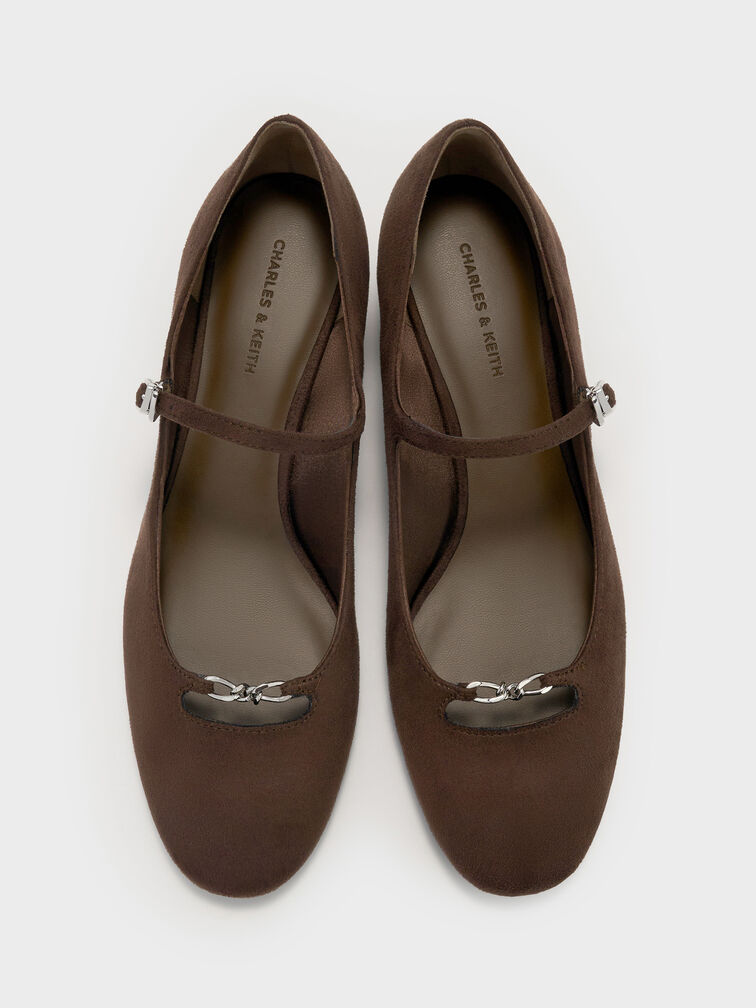 Shila Faux Suede Chain Mary Jane Pumps, Dark Brown Textured, hi-res