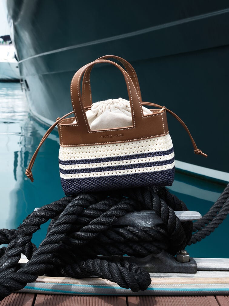 Girls' Ida Striped Knitted Mini Bag, Multi, hi-res