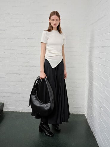 Toni Knotted Crescent Hobo Bag, Noir, hi-res