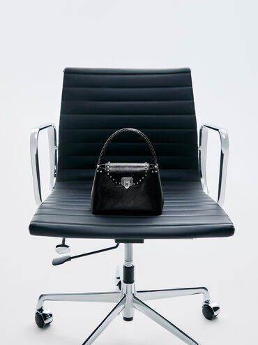 Arwen Studded Top Handle Bag, Noir, hi-res