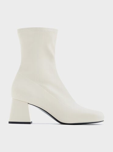 Jully Metallic Trapeze Heel Ankle Boots, Chalk, hi-res