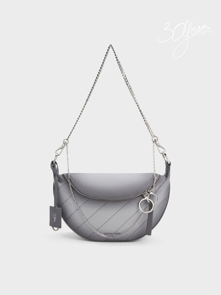Philomena Half-Moon Crossbody Bag, Grey, hi-res