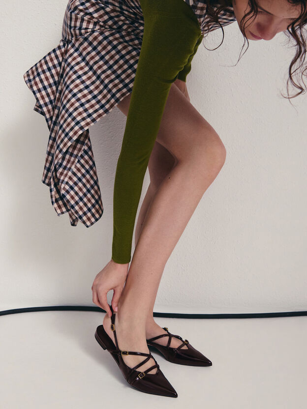 Maybelle Patent Strappy Slingback Flats, Burgundy, hi-res