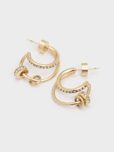 Hermione Crystal Crescent Earrings, Gold, hi-res