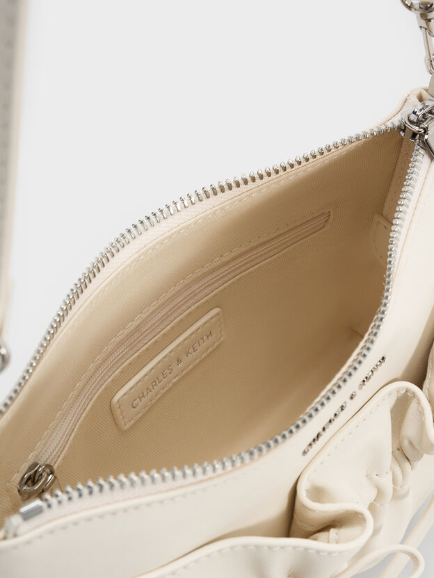 Mini Reese Ruched Bow Shoulder Bag, Cream, hi-res