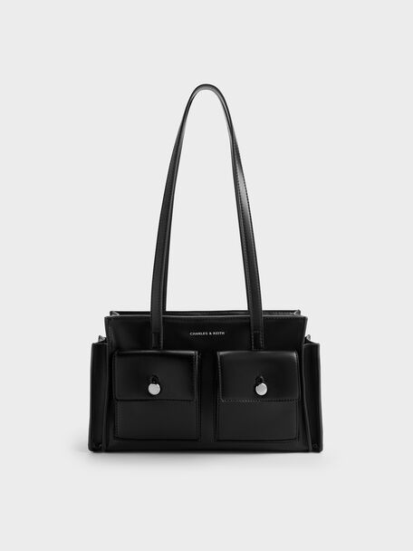 Zevon Multi-Pocket Tote Bag, Noir, hi-res