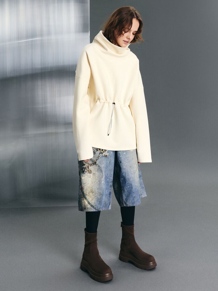 Leoi Faux Suede Back-Zip Chunky Ankle Boots, Dark Brown Textured, hi-res