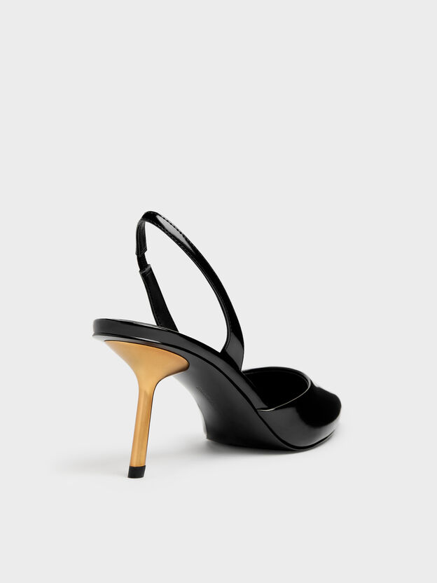 Pointed Slant-Heel Slingback Pumps, Black Box, hi-res
