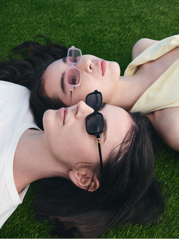 Bree Rectangular Sunglasses, Black, hi-res