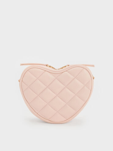 Paffuto Quilted Heart Crossbody Bag, Soft Pink, hi-res