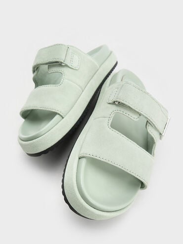 Kori Suede Slide Sandals, Mint Green, hi-res