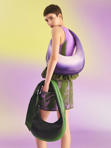 Toni Gradient Knotted Crescent Hobo Bag, Purple, hi-res