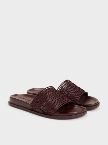 Fianna Strappy Slide Sandals, Burgundy, hi-res