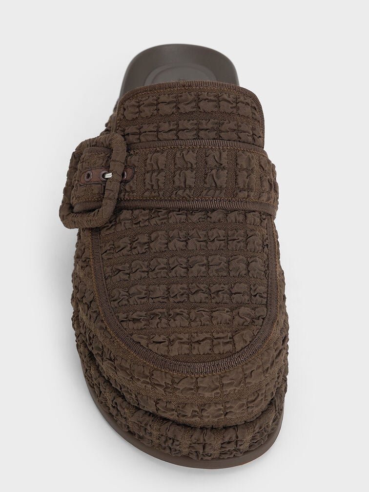 Loren Textured Flatform Mules, Dark Brown, hi-res