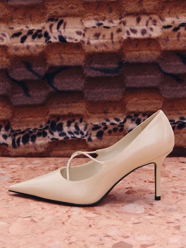 Patent Crossover Pointed Pumps, Nude, hi-res