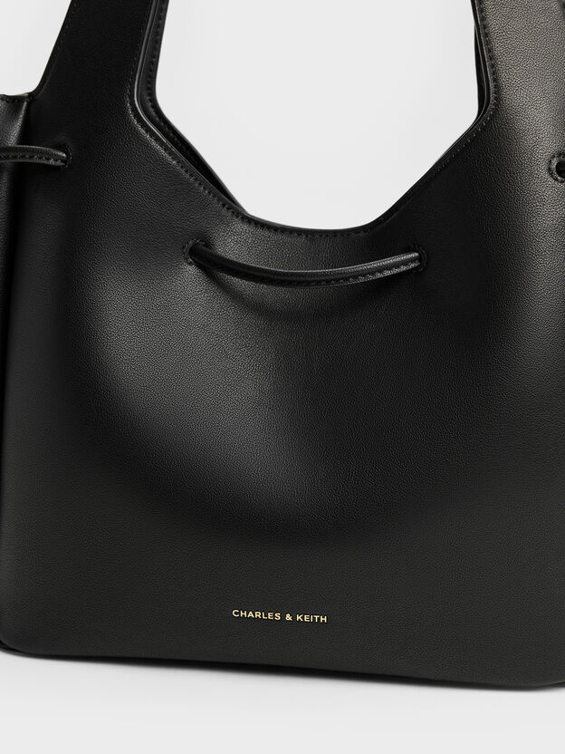 Mila Metallic-Knot Tote Bag, Black, hi-res