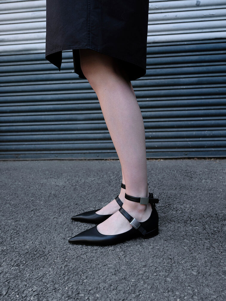 Robbie Pointed-Toe Mary Jane Flats, Black Robbie Pointed-Toe Mary Jane Flats, Black, hi-res