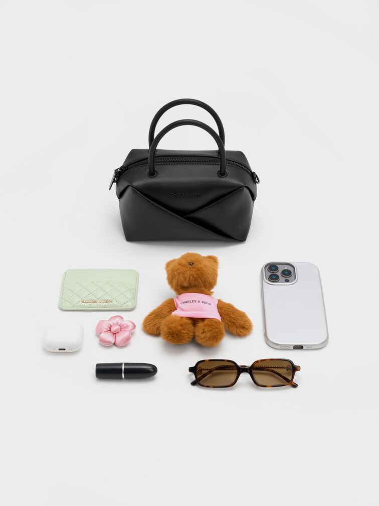 Midori Geometric Bowling Bag, Jet Black, hi-res