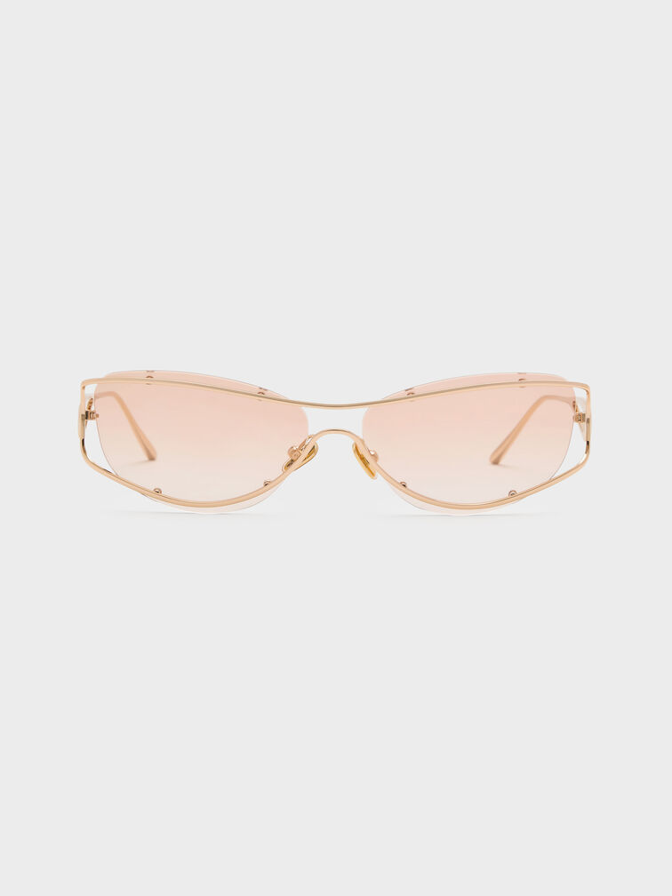 Ainsley Geometric Sunglasses, Light Gold, hi-res