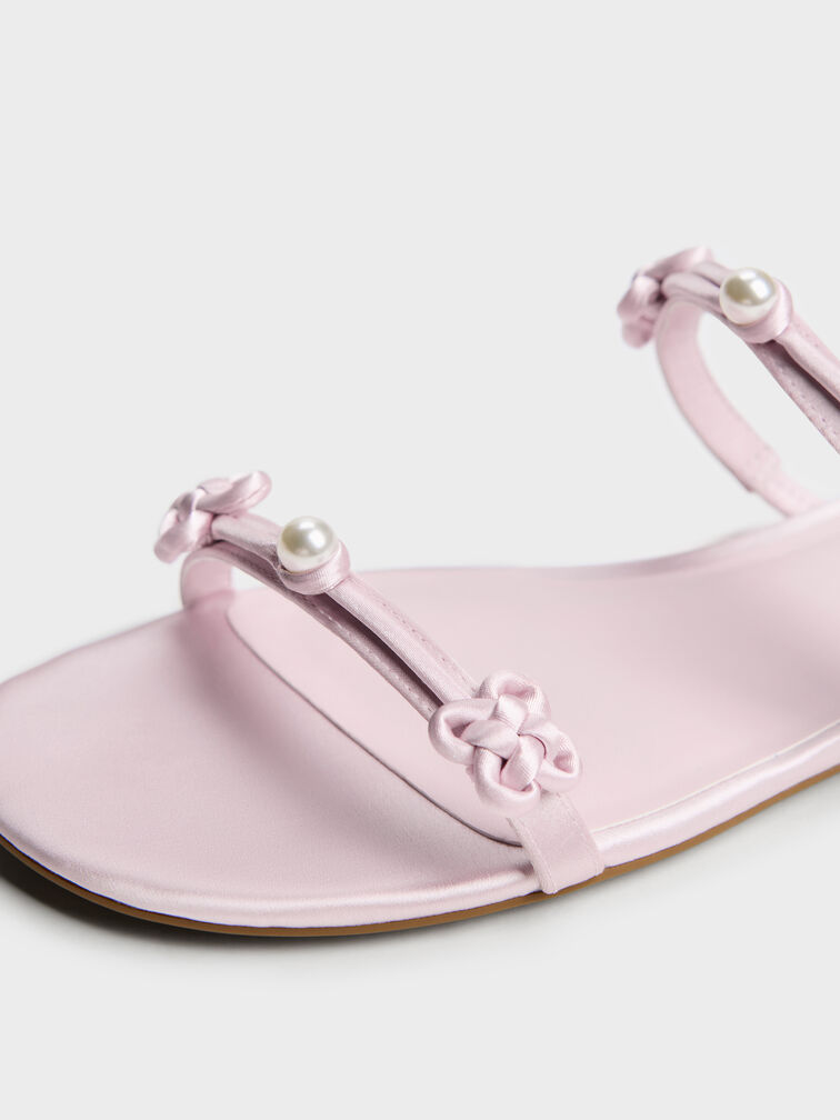 Orinda Knot-Pearl Slide Sandals, Light Pink, hi-res