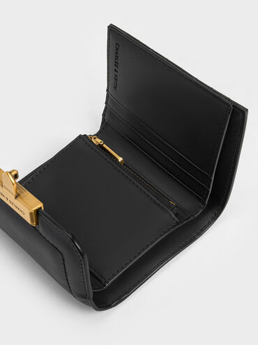 Donna Crinkle-Effect Wallet, Black, hi-res