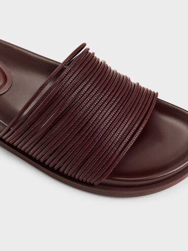 Fianna Strappy Slide Sandals, Burgundy, hi-res