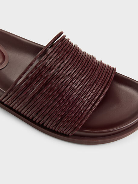 Fianna Strappy Slide Sandals, Burgundy, hi-res