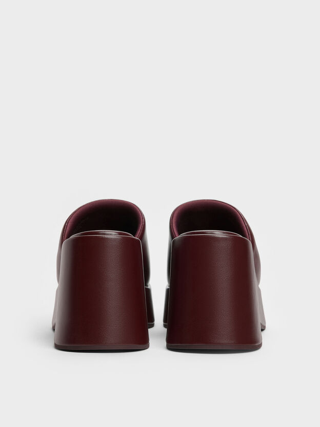 Wide-Strap Platform Wedges, Burgundy, hi-res