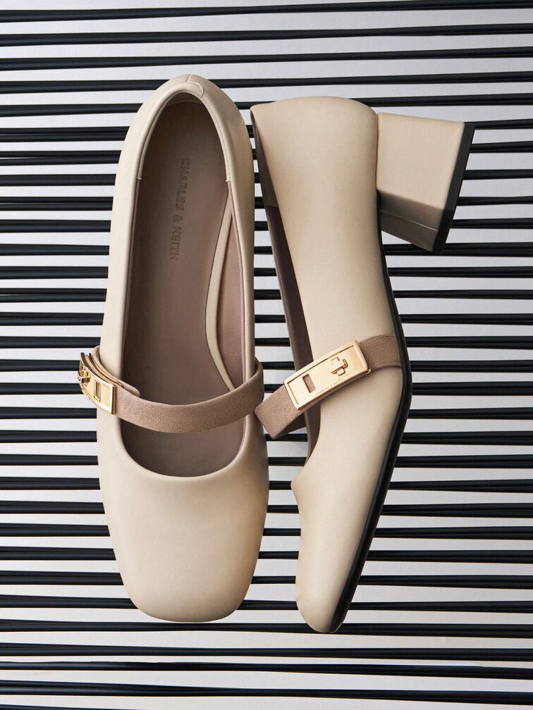 Lando Two-Tone Mary Jane Pumps, Chalk, hi-res