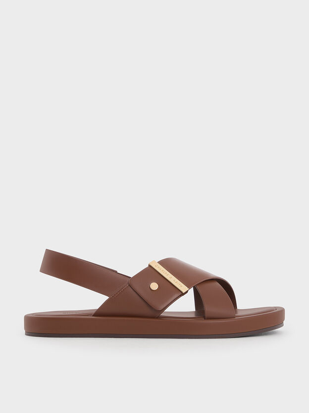 Audra Crossover Slingback Sandals, Dark Brown, hi-res