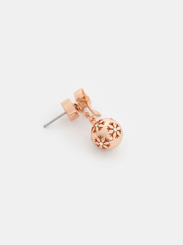 Athalia Crystal-Embellished Bow Snowflake-Ball Drop Earrings, Rose Gold, hi-res