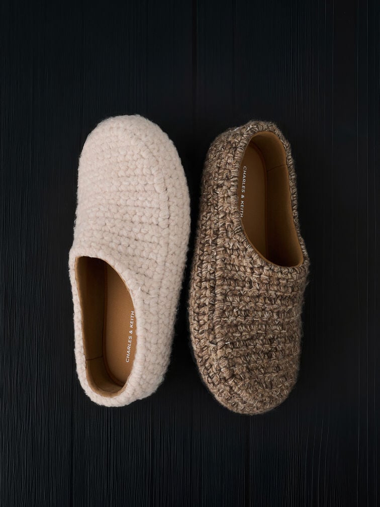 Crochet Flat Mules, Chalk, hi-res