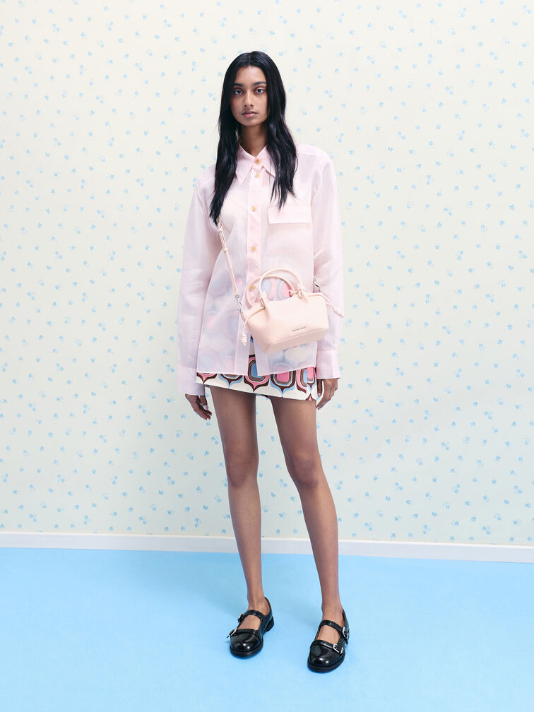 Sammie Knotted-Handle Wavy Tote Bag, Soft Pink, hi-res