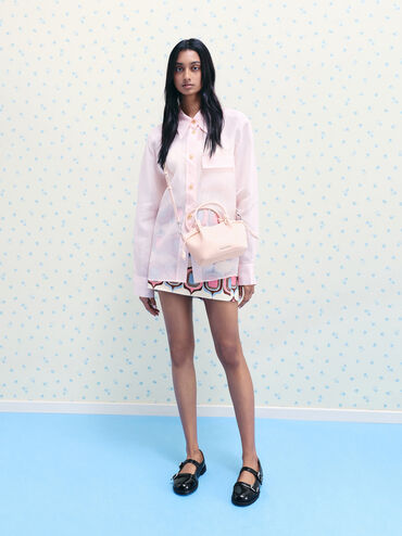 Sammie Knotted-Handle Wavy Tote Bag, Soft Pink, hi-res