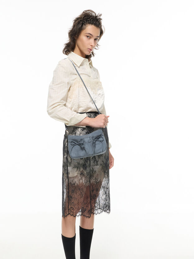 Mini Reese Ruched Bow Shoulder Bag, Smoky Blue, hi-res