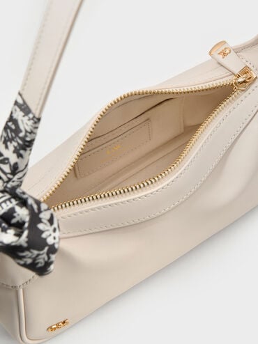 Cerese Leather Scarf-Handle Shoulder Bag, Chalk, hi-res