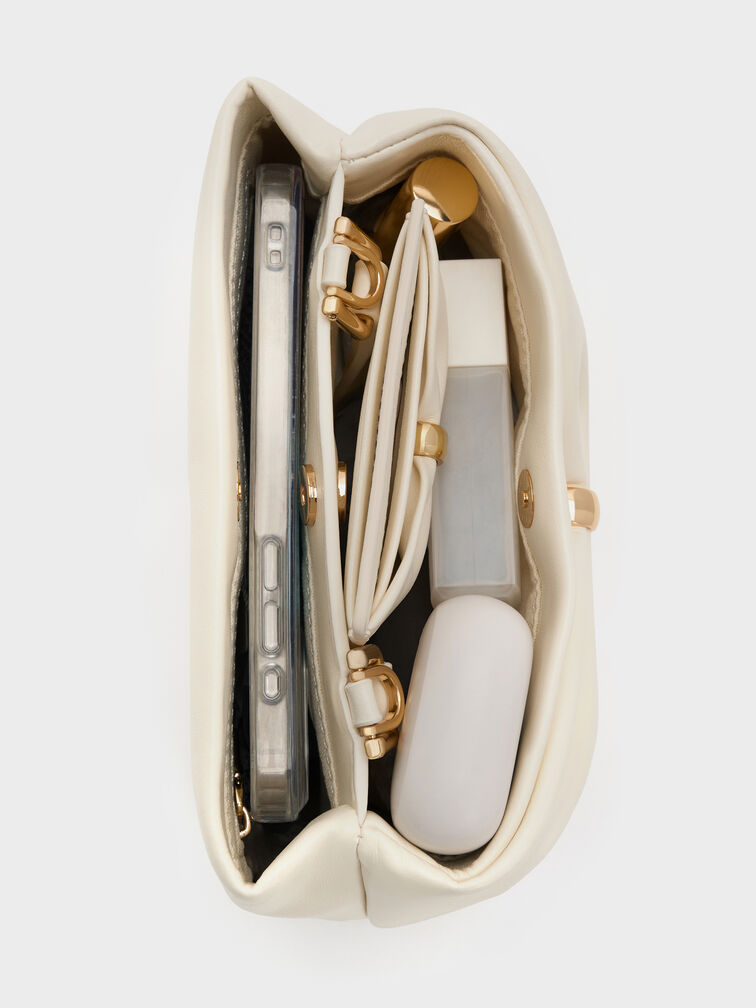 Halsey Ruched Tote Bag, Cream, hi-res