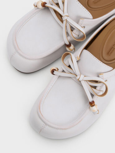 Gale Beaded-Lace Mules, White, hi-res