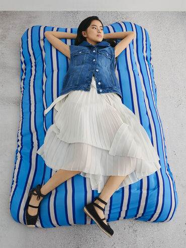 Bernadine Faux Suede Tie-Around Espadrille Flats, Black Textured, hi-res