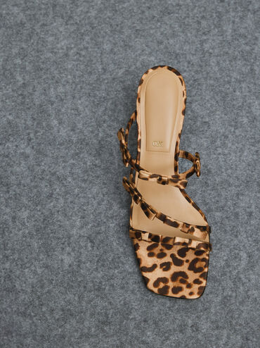 Jessy Recycled Polyester Leopard-Print Bow Heeled Sandals, Multi, hi-res