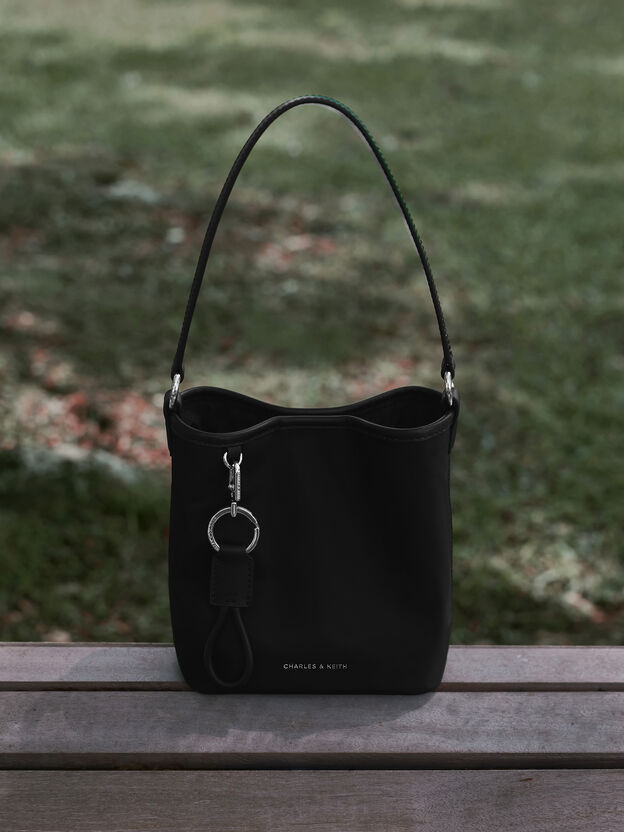 Levy Nylon Bucket Bag, Noir, hi-res