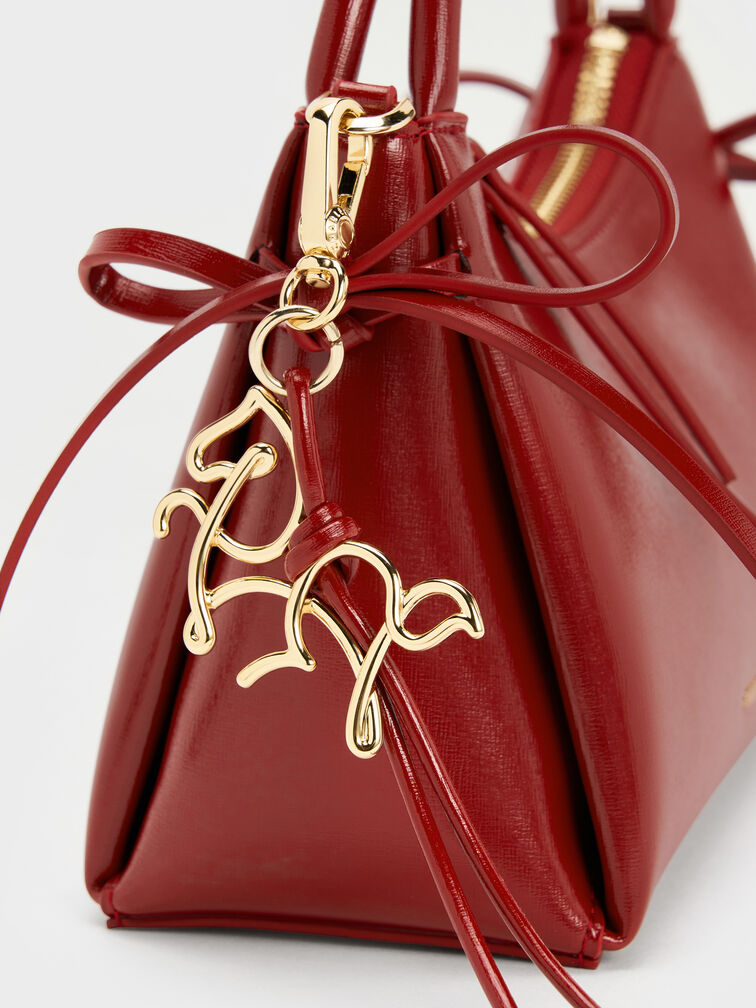 Hazel Bow Horse-Motif Top Handle Bag, Tomato Red, hi-res