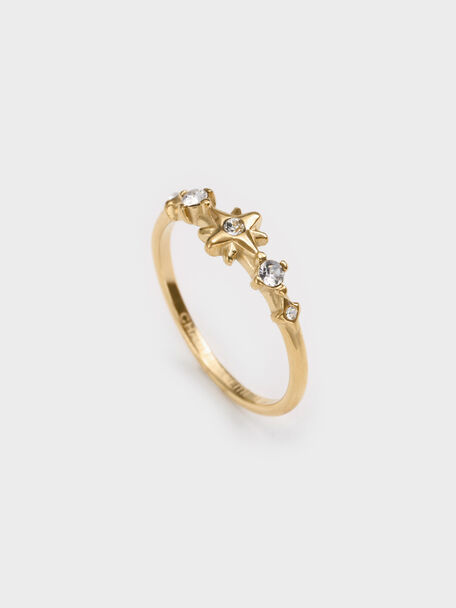 Everest Crystal Star Ring, Gold, hi-res
