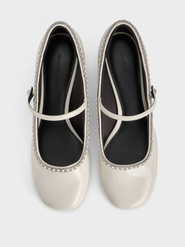 Braided-Chain Block-Heel Mary Jane Pumps, Chalk, hi-res