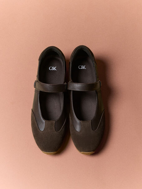 Jace Leather & Suede Mary Jane Sneakers, Dark Brown, hi-res