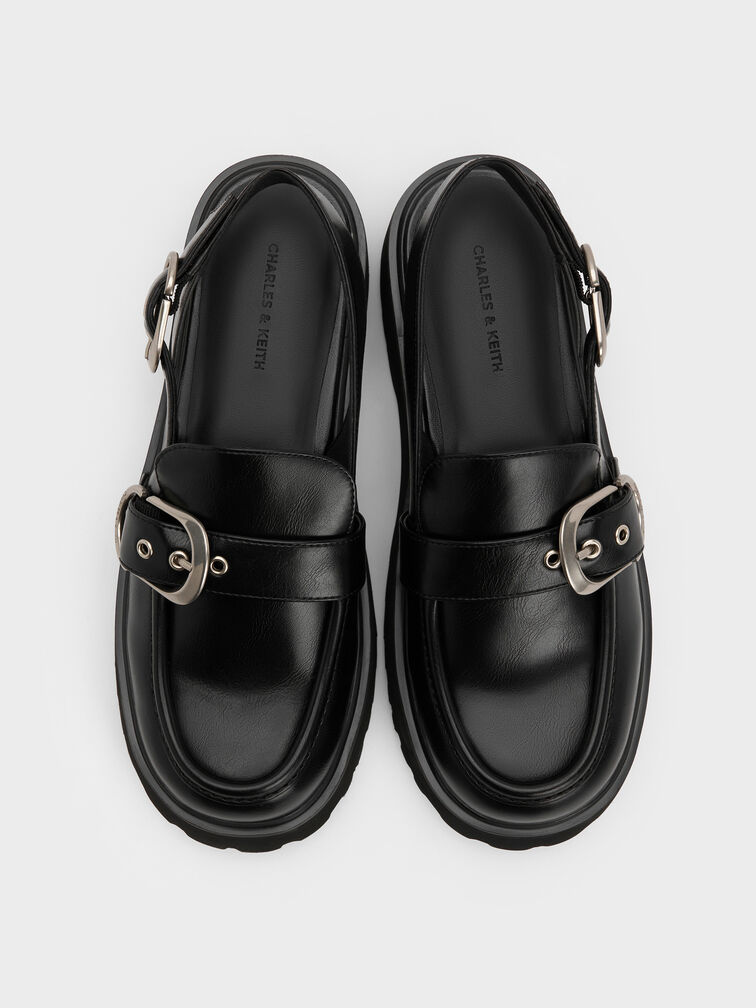 Eliot Platform Slingback Loafers, Black, hi-res