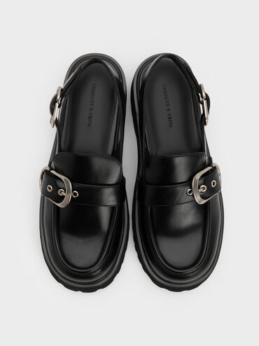 Eliot Platform Slingback Loafers, Black, hi-res