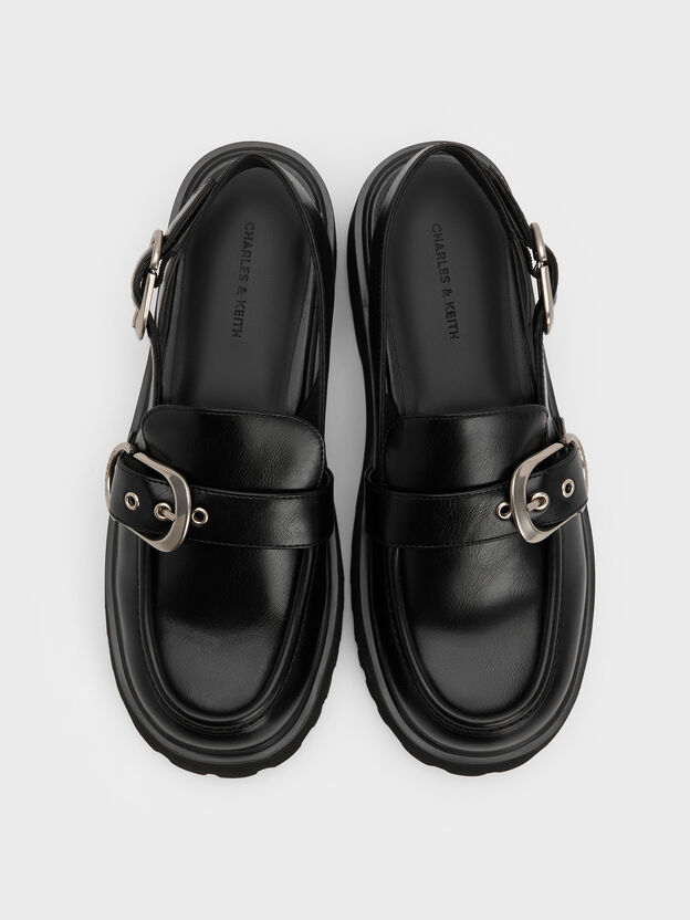 Eliot Platform Slingback Loafers, Black, hi-res