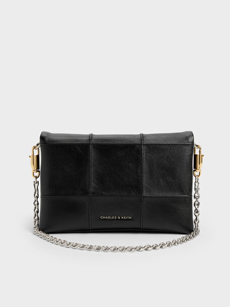 Delfina Quilted Wallet On Chain, Black, hi-res