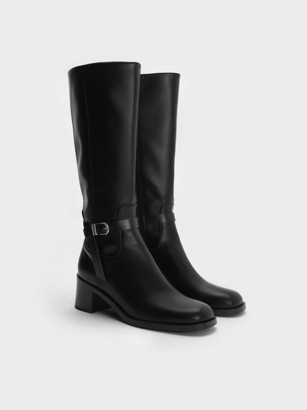 Eliza Knee-High Boots, Black, hi-res